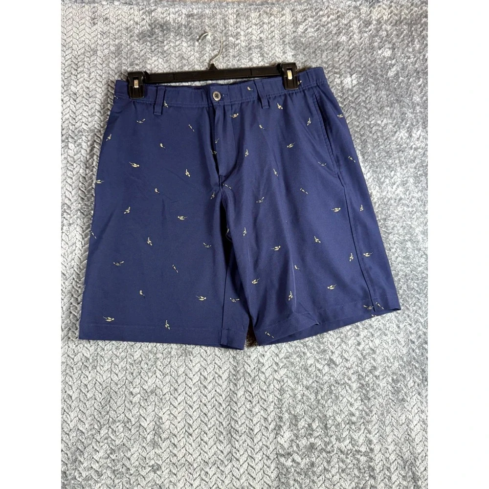 Under Armour Golf Shorts Mens 34 Blue Patterned Stretch Performance Mid Rise